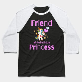 Kids Friend of the Birthday Princess Girl Dancing Unicorn Baseball T-Shirt